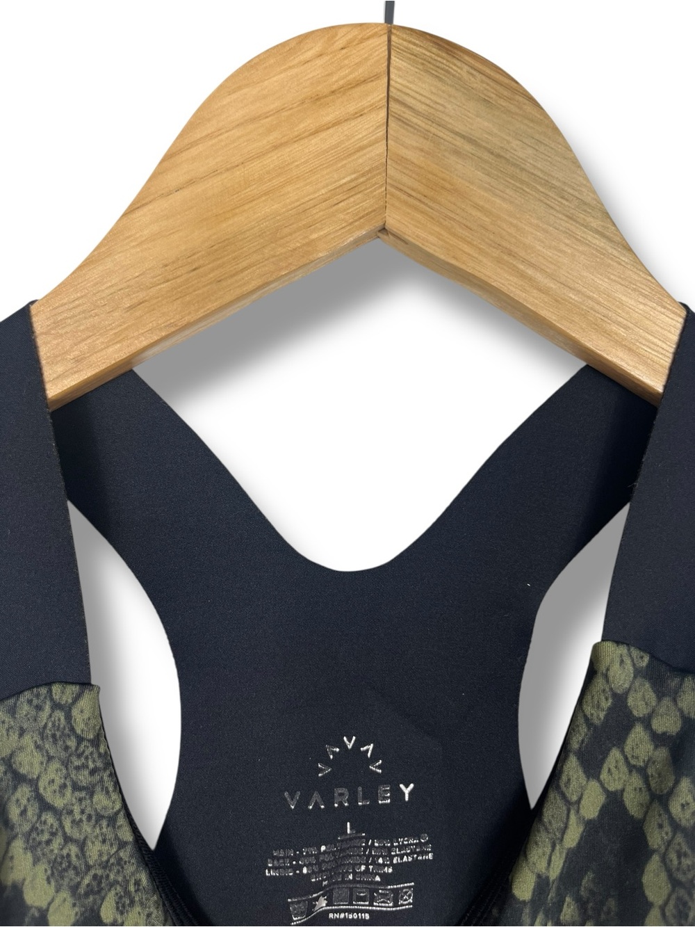 VARLEY Sherman High Neck Sports Bra Longline Large Boa Snakeskin Green Neoprene - Picture 7 of 7